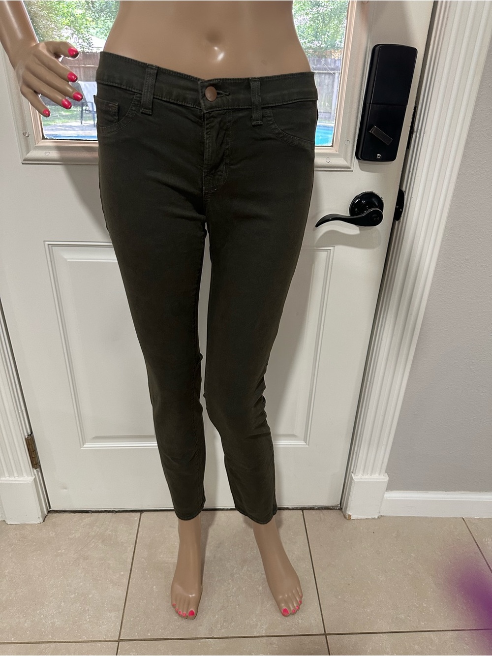 J Brand Olive Green Cropped Slim Jeans